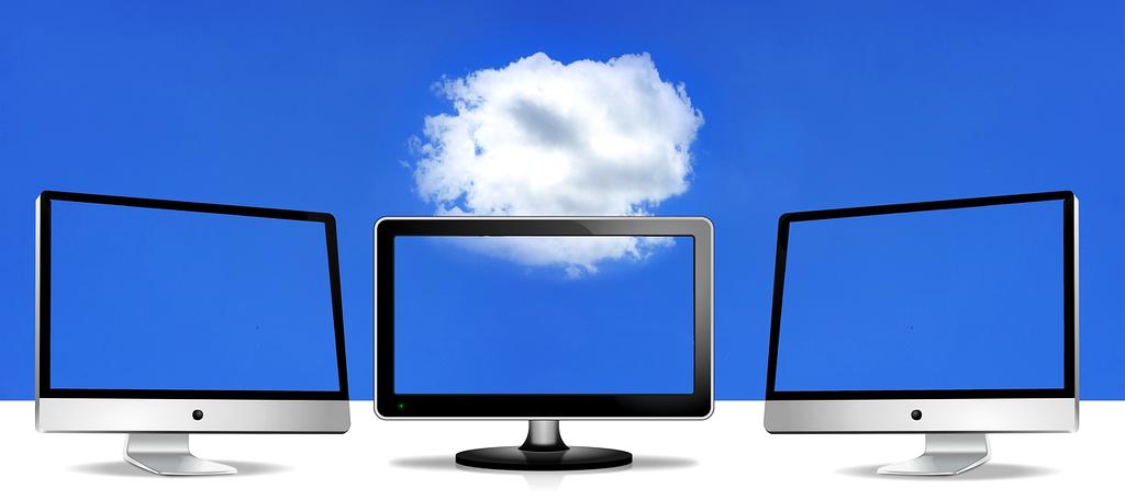 Cloud data accessibility concept with floating servers