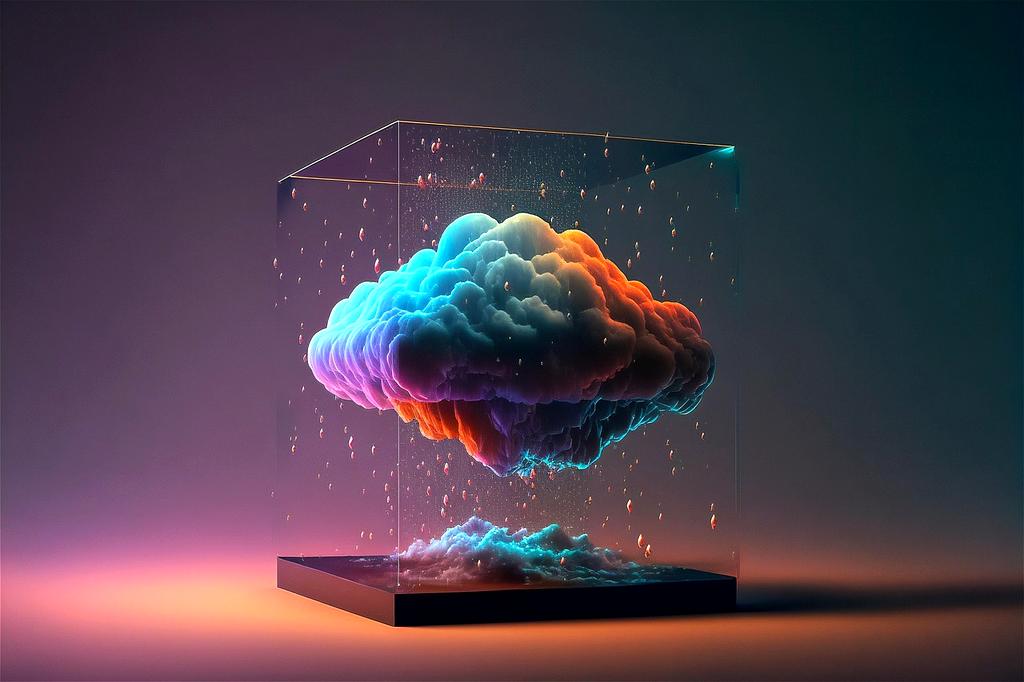 Cloud server icon with locked shield